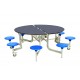 Round Mobile Folding Dining Table with 8 Seats